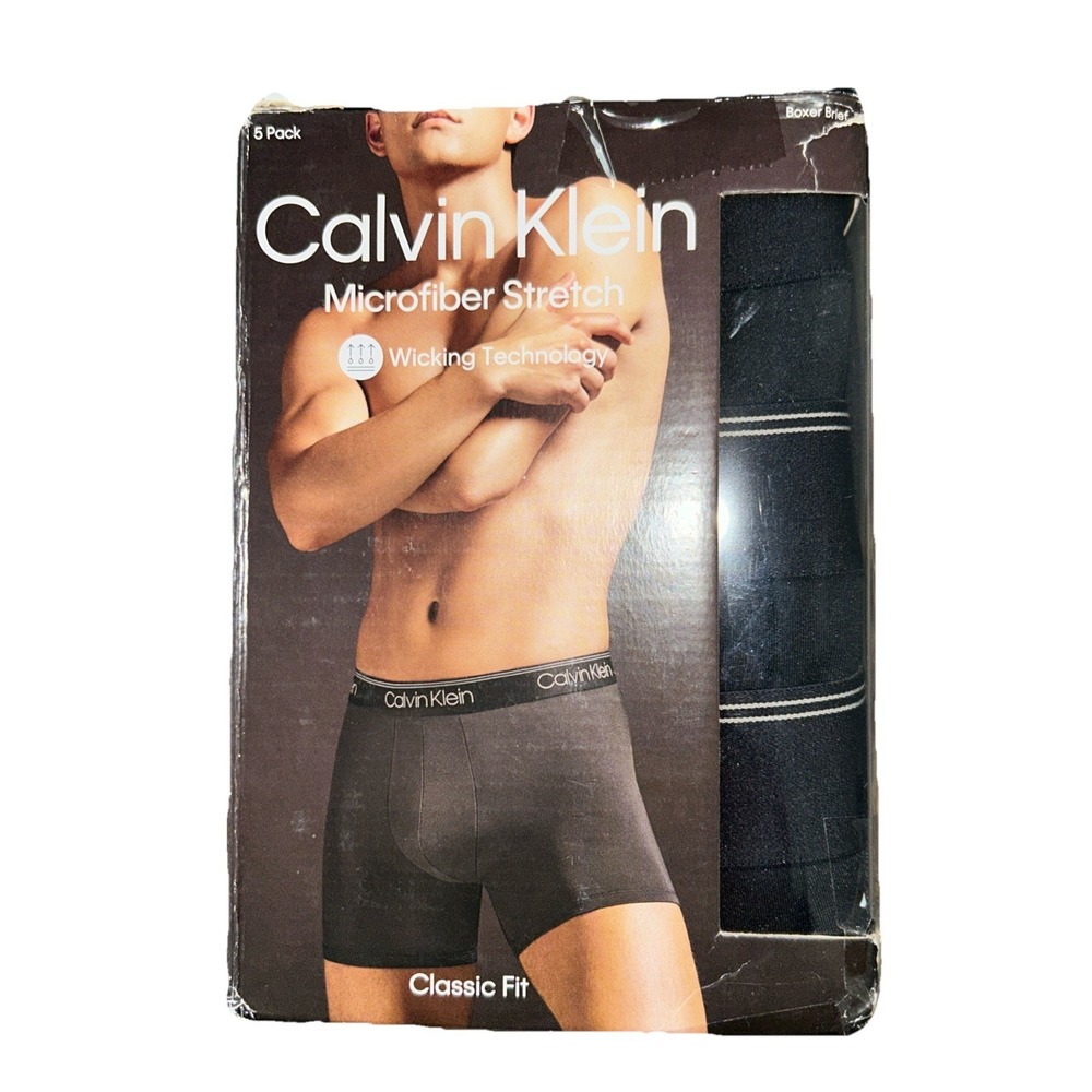 Calvin Klein mens Boxer Briefs 5 Pack Classic Fit Black Large Microfiber